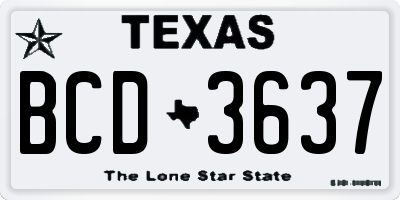 TX license plate BCD3637