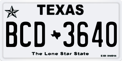 TX license plate BCD3640
