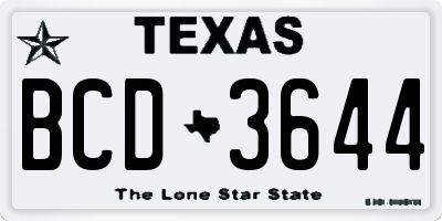 TX license plate BCD3644