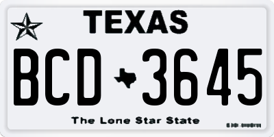 TX license plate BCD3645