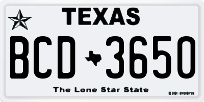 TX license plate BCD3650