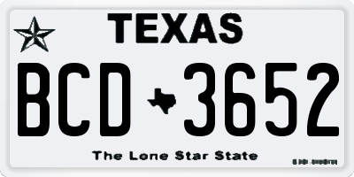 TX license plate BCD3652