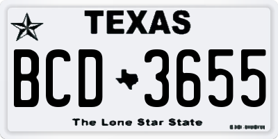 TX license plate BCD3655