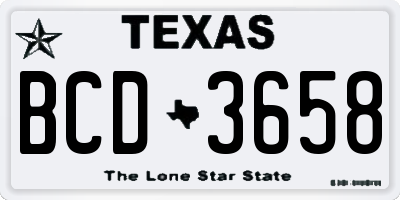 TX license plate BCD3658