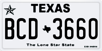 TX license plate BCD3660