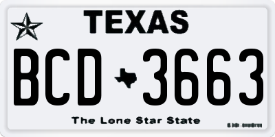 TX license plate BCD3663