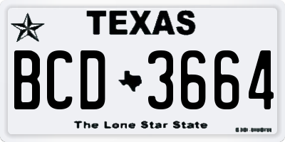 TX license plate BCD3664