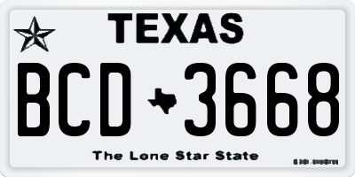 TX license plate BCD3668