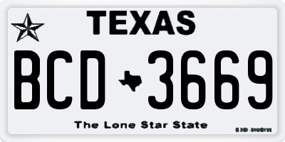TX license plate BCD3669