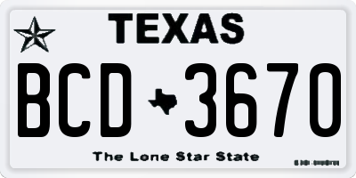 TX license plate BCD3670