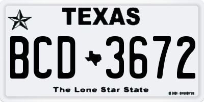 TX license plate BCD3672