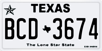 TX license plate BCD3674
