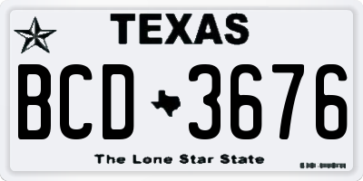 TX license plate BCD3676