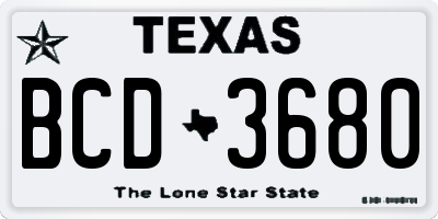 TX license plate BCD3680