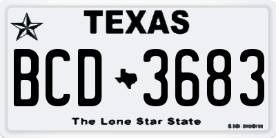 TX license plate BCD3683