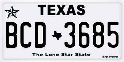 TX license plate BCD3685