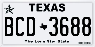 TX license plate BCD3688