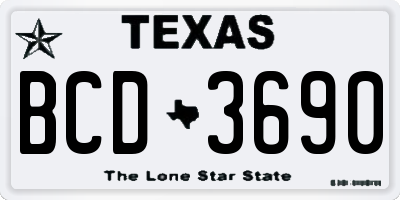 TX license plate BCD3690