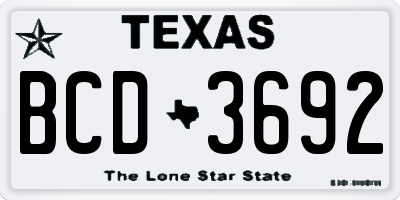 TX license plate BCD3692