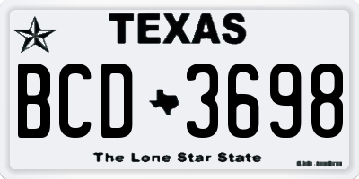 TX license plate BCD3698