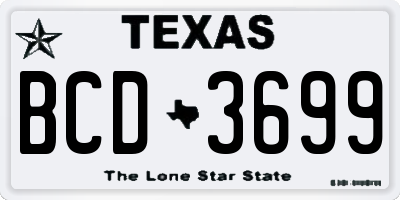 TX license plate BCD3699