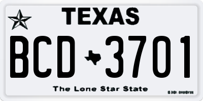 TX license plate BCD3701