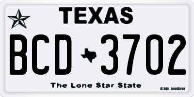 TX license plate BCD3702