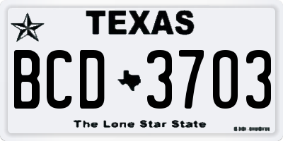 TX license plate BCD3703