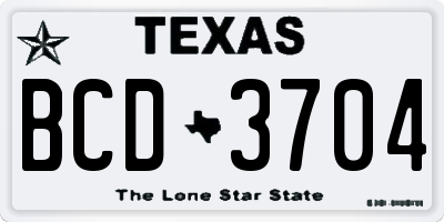 TX license plate BCD3704