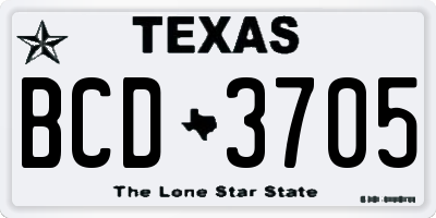TX license plate BCD3705