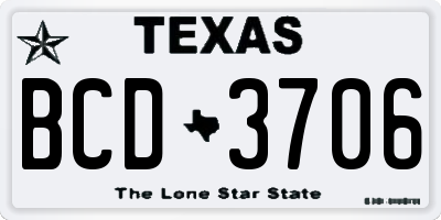TX license plate BCD3706