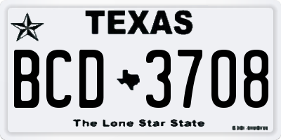 TX license plate BCD3708