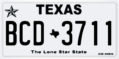 TX license plate BCD3711