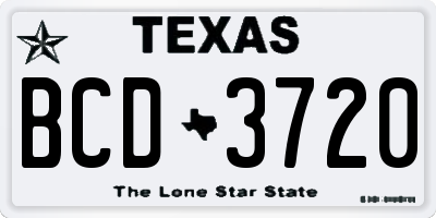 TX license plate BCD3720