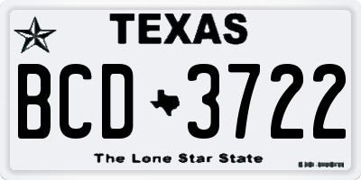 TX license plate BCD3722