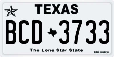 TX license plate BCD3733