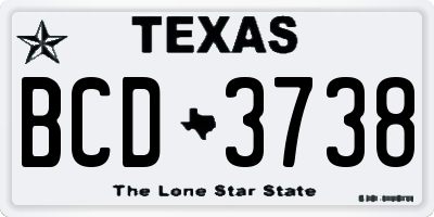 TX license plate BCD3738