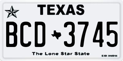TX license plate BCD3745