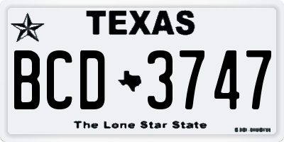 TX license plate BCD3747