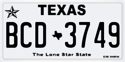 TX license plate BCD3749