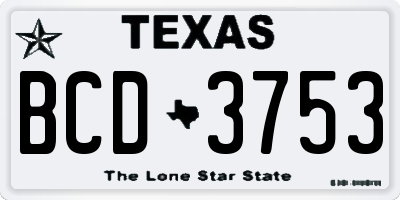 TX license plate BCD3753
