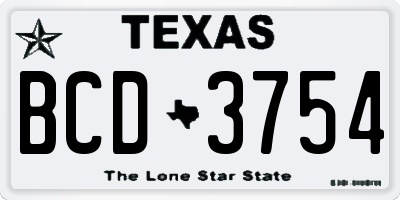 TX license plate BCD3754