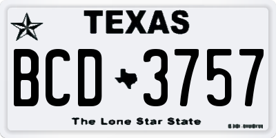 TX license plate BCD3757