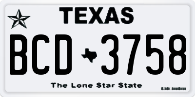 TX license plate BCD3758