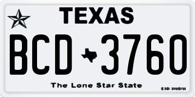 TX license plate BCD3760