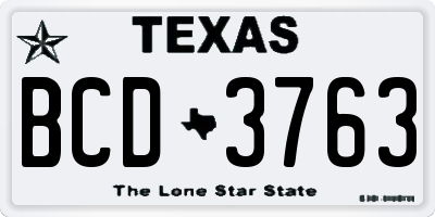 TX license plate BCD3763