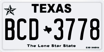 TX license plate BCD3778