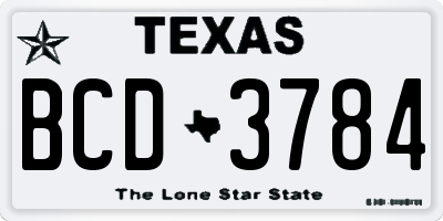 TX license plate BCD3784