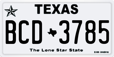 TX license plate BCD3785