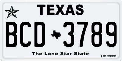 TX license plate BCD3789
